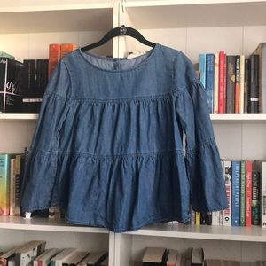 Madewell denim ruffle top